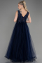 Robe de Soirée Longue Bleu Marine ABU3718