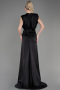 Robe De Soirée Satin Longue Noir ABU2133