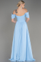 Robe de Soirée Longue Mousseline Bleu ABU3827