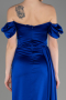 Robe De Fiançaille Satin Longue Bleu Saxe ABU1606