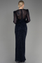 Robe de Soirée Longue File Bleu Marine ABU3831