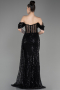 Robe de Soirée Longue Squameuse Noir ABU3847