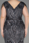 Robe De Fiançailles Grande Taille Longue Squameuse Anthracite ABU3845