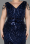 Robe De Fiançailles Grande Taille Longue Squameuse Bleu Marine ABU3845