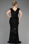 Robe De Fiançailles Grande Taille Longue Squameuse Noir ABU3845
