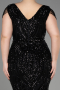 Robe De Fiançailles Grande Taille Longue Squameuse Noir ABU3845