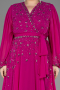 Robe De Soirée Grande Taille Mousseline Longue Fushia ABU3075