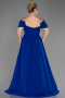 Robe De Soirée Grande Taille Mousseline Longue Bleu Saxe ABU3738