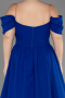 Robe De Soirée Grande Taille Mousseline Longue Bleu Saxe ABU3738