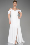 Robe De Soirée Grande Taille Mousseline Longue Blanc ABU3742