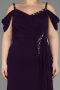 Robe De Soirée Grande Taille Longue Mousseline Violet Foncé ABU3742