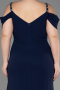 Robe De Soirée Grande Taille Longue Mousseline Bleu Marine ABU3742