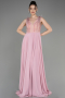 Robe de Soirée Longue Mousseline Poudre ABU3856