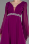 Robe De Soirée Mousseline Longue Violet ABU3541