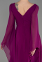 Robe De Soirée Mousseline Longue Violet ABU3541