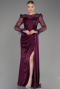 Robe De Soirée Satin Longue Couleur Cerise ABU3673