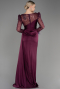 Robe De Soirée Satin Longue Couleur Cerise ABU3673