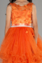 Robe de Soirée Enfants Devant Court Dos Long Orange ABO106