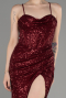 Tenue De Soirée Squameuse Longue Rouge Bordeaux ABU3246