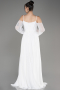 Robe de Soirée Longue Mousseline Blanc ABU3914