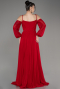 Robe de Soirée Longue Mousseline Rouge ABU3914