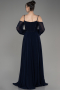 Robe de Soirée Longue Mousseline Bleu Marine ABU3914