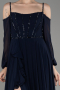 Robe de Soirée Longue Mousseline Bleu Marine ABU3914