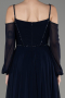 Robe de Soirée Longue Mousseline Bleu Marine ABU3914