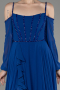 Robe de Soirée Longue Mousseline Bleu Saxe ABU3914
