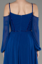 Robe de Soirée Longue Mousseline Bleu Saxe ABU3914