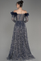 Robe de Soirée Longue Squameuse Bleu Marine ABU3957