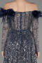 Robe de Soirée Longue Squameuse Bleu Marine ABU3957