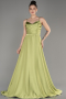 Robe De Soirée Satin Longue Pistache vert ABU1601