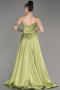 Robe De Soirée Satin Longue Pistache vert ABU1601