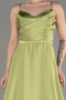 Robe De Soirée Satin Longue Pistache vert ABU1601