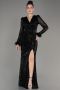 Robe Queue de Poisson Longue Squameuse Noir ABU3177