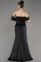 Robe de Soirée Longue Satin Noir ABU3964