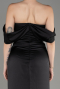 Robe de Soirée Longue Satin Noir ABU3964