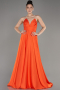 Robe de Soirée Longue Satin Orange ABU3965