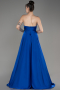 Robe de Soirée Longue Satin Bleu Saxe ABU3965