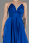 Robe de Soirée Longue Satin Bleu Saxe ABU3965