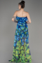Robe de Soirée Longue Bleu Saxe ABU3975