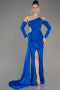 Robe de Soirée Longue Bleu Saxe ABU3976