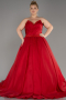 Robe De Fiançailles Grande Taille Longue Rouge ABU3619