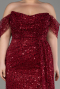 Robe De Fiançailles Grande Taille Squameuse Longue Rouge Bordeaux ABU3579