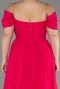 Robe De Soirée Grande Taille Mousseline Longue Fushia ABU3738