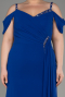 Robe De Soirée Grande Taille Mousseline Longue Bleu Saxe ABU3742