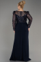 Robe De Fiançailles Grande Taille Longue Bleu Marine ABU3808