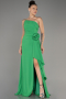 Robe De Soirée Mousseline Longue Vert ABU6138