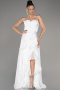 Robe de Soirée Longue Mousseline Blanc ABU4220